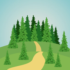 Park with pine trees icon. Landscape outdoor season spring and summer theme. Vector illustration