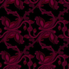 Seamless pattern with hatched floral ornament. Retro style. Hand drawn creative flower. Abstract herb. It can be used for wallpaper, textiles, wrapping. Vector illustration, eps10.