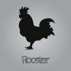 Fototapeta na wymiar Stylized image of rooster. Black simple rooster silhouette as a logo.