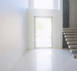 wooden staircase interior in the modern house