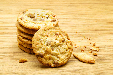 Closeup of chocolate almond cookies