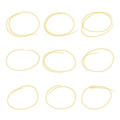 yellow highlighter circle set, marker line