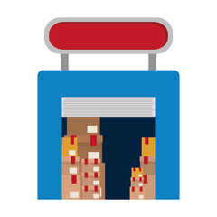 Package and garage icon. Delivery shipping logistic and distribution theme. Isolated design. Vector illustration