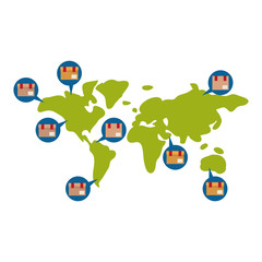 Package and world icon. Delivery shipping logistic and distribution theme. Isolated design. Vector illustration