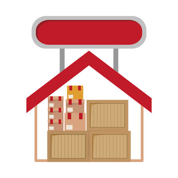 Package inside house icon. Delivery shipping logistic and distribution theme. Isolated design. Vector illustration