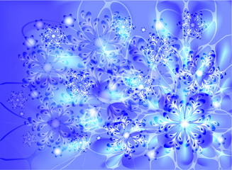 Fototapeta na wymiar Snowflakes on a blue frosty background. EPS10 vector illustration