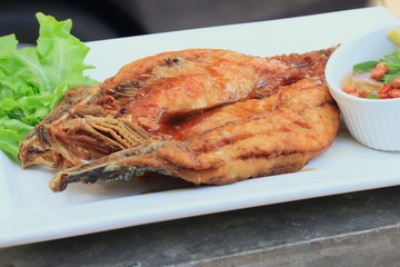 fried fish with fish sauce