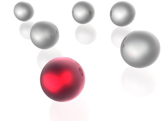 Red and grey spheres