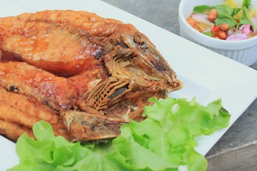 fried fish with fish sauce