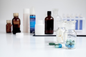 check pills in laboratory no one