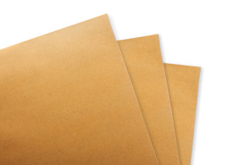 Brown paper envelope on concrete white background