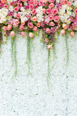 Decoration backdrop beautiful flowers background for wedding sce