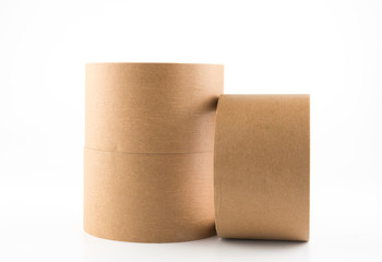 paper tape, packing tape, brown tape on white background.