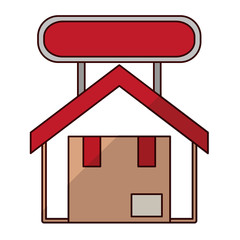 Package with label inside house icon. Delivery shipping logistic and distribution theme. Isolated design. Vector illustration