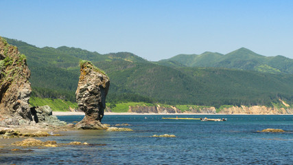 Cape Velikan, stone giant nature sculpture, Sakhalin island Russia