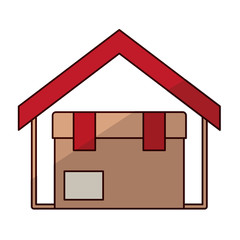 Package inside house icon. Delivery shipping logistic and distribution theme. Isolated design. Vector illustration