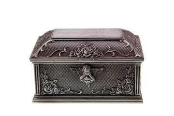 Cupid steel casket on a white background.