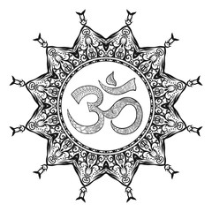 Fototapeta premium Vector Beautiful Deco Mandalawith OM sign, Patterned Design Element
