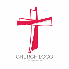 Church logo. Christian symbols. The cross of Jesus Christ.