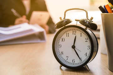 alarm clock on the table