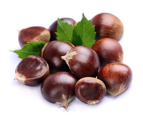 Chestnuts with leafs