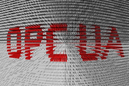 OPC UA in the form of binary code, 3D illustration