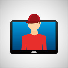 tablet black technology and character hipster vector illustration eps 10