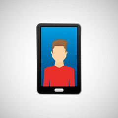 black smartphone and avatar boy vector illustration eps 10