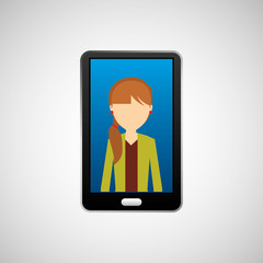 black smartphone and avatar young girl vector illustration eps 10