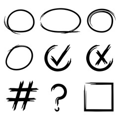 highlighter elements, circles, check marks