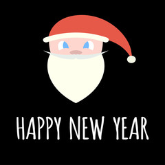 Happy New Year. Face, head of Santa Claus on a black background.