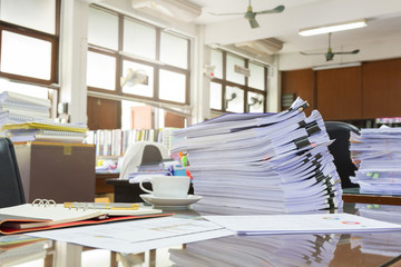 Business Concept, Pile of unfinished business documents on office desk, Stack of business paper