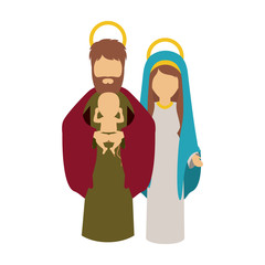 Mary joseph and baby jesus icon. Holy night family christmas and betlehem theme. Isolated design. Vector illustration