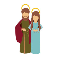 Mary and joseph cartoon icon. Holy night family christmas and betlehem theme. Isolated design. Vector illustration