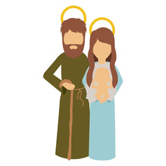 Mary joseph and baby jesus icon. Holy night family christmas and betlehem theme. Isolated design. Vector illustration