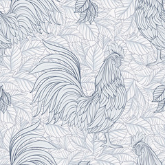 Rooster. Seamless pattern.