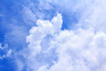 Blue sky background with white clouds. The vast blue sky and clouds sky on sunny day. White fluffy clouds in the blue sky.