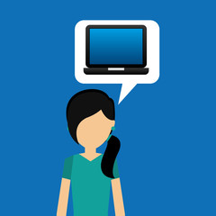 open laptop black and avatar woman vector illustration eps 10