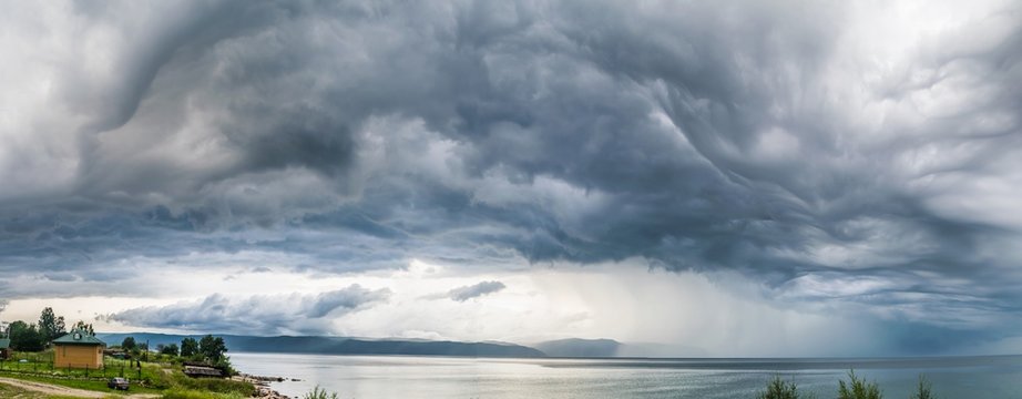 breathtaking Undulatus asperatus clouds over Baikal lake