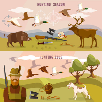 Hunting banners, professional hunting club, duck hunting