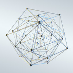 Abstract sphere with dots and lines 3D rendering