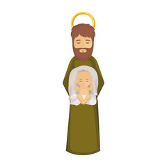 Joseph and baby jesus icon. Holy night family christmas and betlehem theme. Isolated design. Vector illustration