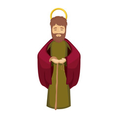 Joseph cartoon icon. Holy night family christmas and betlehem theme. Isolated design. Vector illustration