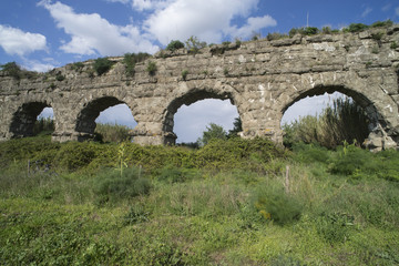 Fototapeta na wymiar Acquedotto nel parco Romano