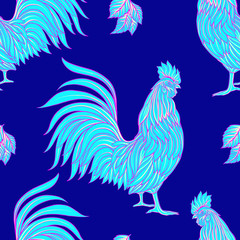 Rooster. Seamless pattern.