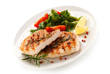 Grilled steaks and vegetables