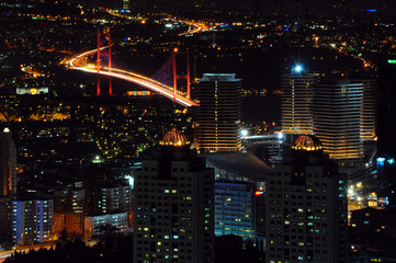 Istanbul Bosphorus Bridge by night from Asia side © Tomasz