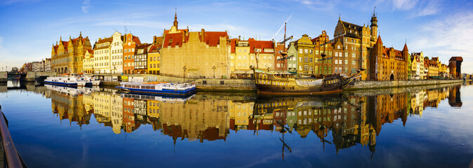 Old Town of Gdansk (Danzig) in Poland,panorama with famous crane in Gdansk