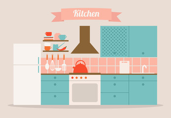 Vintage kitchen. Vector illustration