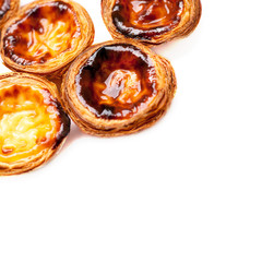Traditional portuguese specialty tart name Nata isolated on whit